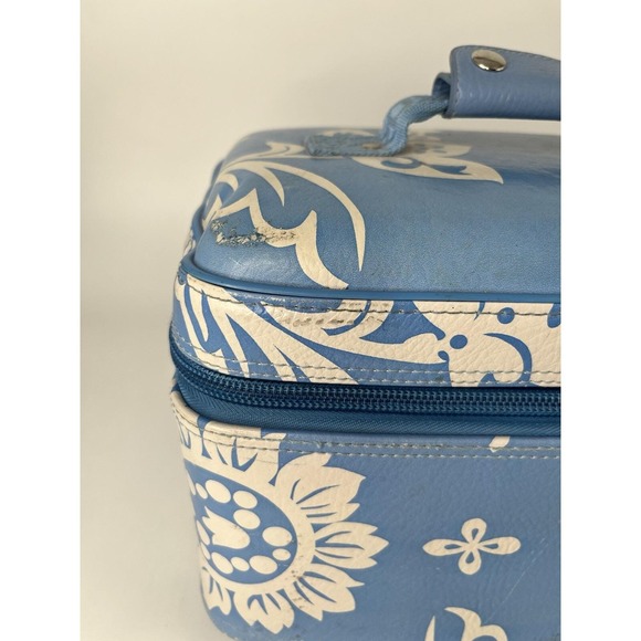 ROXY Make-Up Case Hawaiian Floral Blue Vintage Large READ - Picture 5 of 16